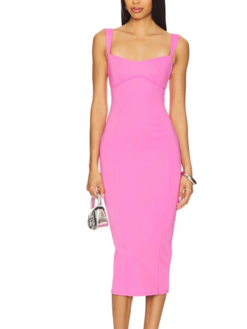 Good American Sculpting Sweetheart Midi Dress – Berry Sorbet – Size M